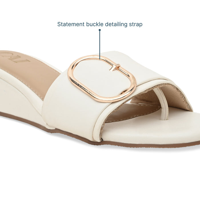 Buckled White Strap Wedge