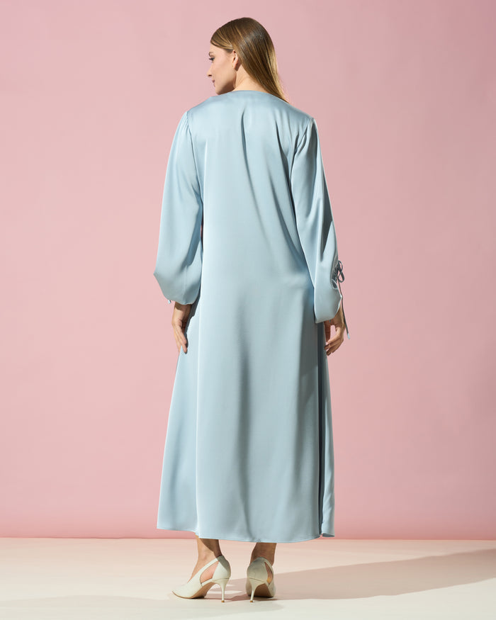 Button-Front Tie-Sleeve Dress