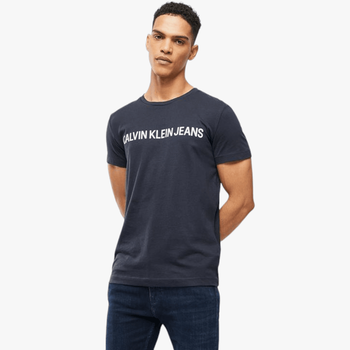 Calvin Klein Mens Core Institutional Logo Short Sleeve Tee Navy Calvin Klein