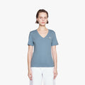 Calvin Klein Womens Micro Mono Logo Short Sleeve V Neck Tee Blue Calvin Klein