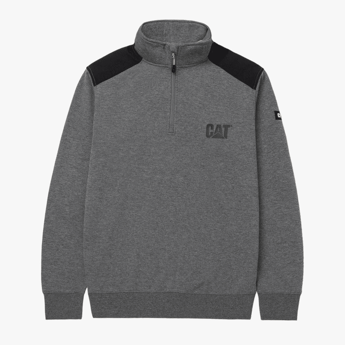 Caterpillar Mens 1/4 Zip Sweatshirt Dark Heather Grey Caterpillar