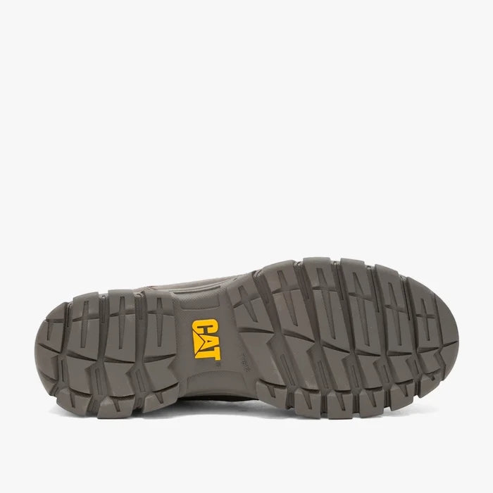 Caterpillar Men's Threshold Slip On Shoe in bungee cord, featuring the rugged sole with a prominent tread pattern and yellow