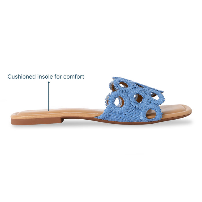 Circular Blue Raffia Flat