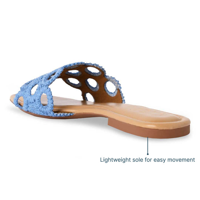 Circular Blue Raffia Flat