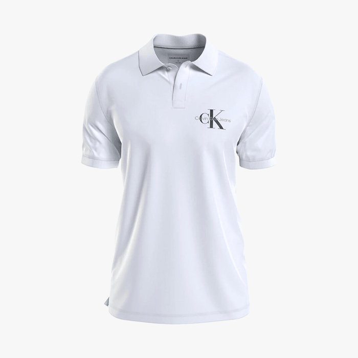 Ck Mens Monogram Logo Polo White Calvin Klein
