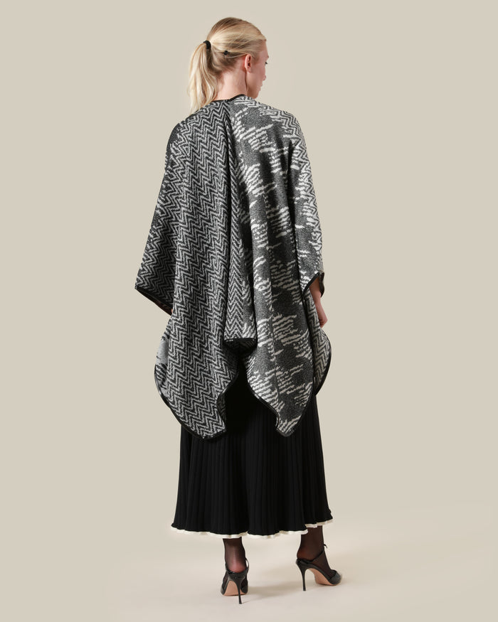 Contrast Panelled Poncho