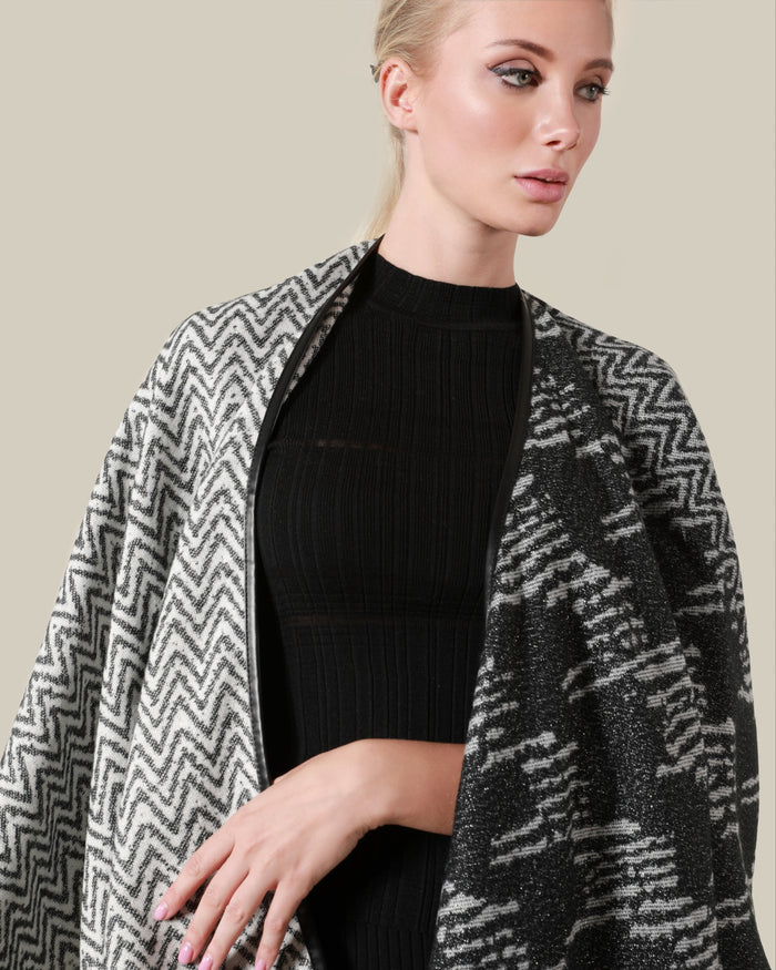 Contrast Panelled Poncho