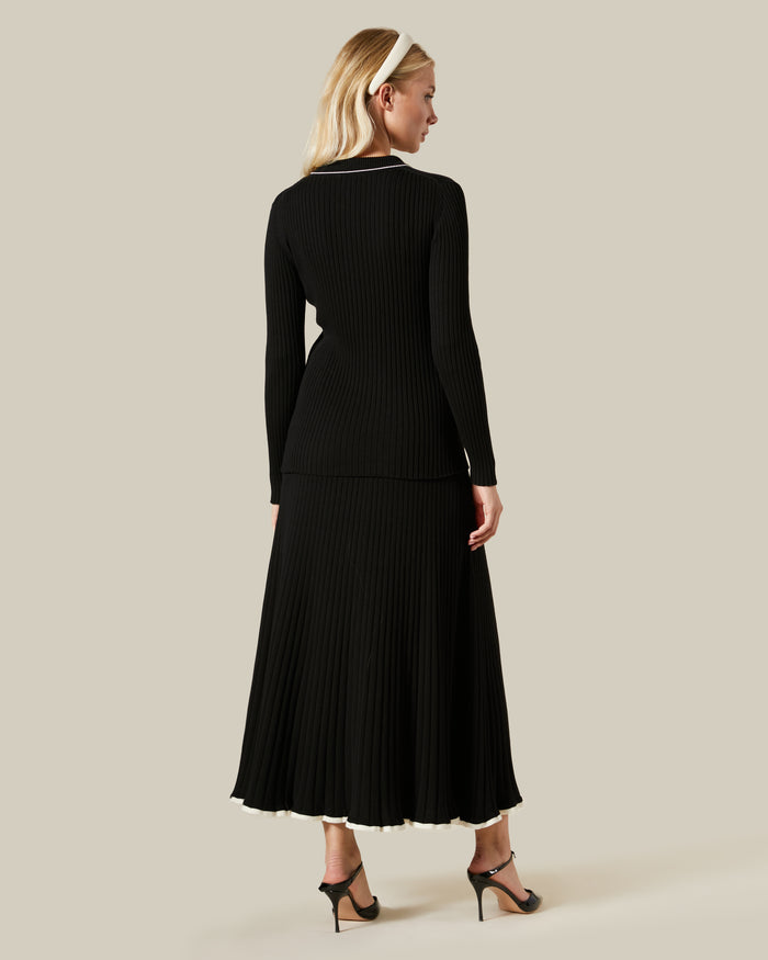 Contrast Tipping Ribbed Knit Sweater