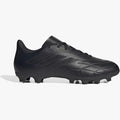 A black adidas Copa Pure .4 Fxg football boot, designed for firm ground, shown from a side view with its molded studs