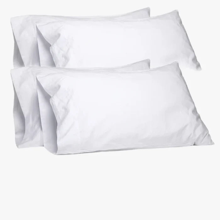 Two white Cotton Co 400 thread Oxford standard pillow cases, 45x70 cm, made from soft cotton fabric.
