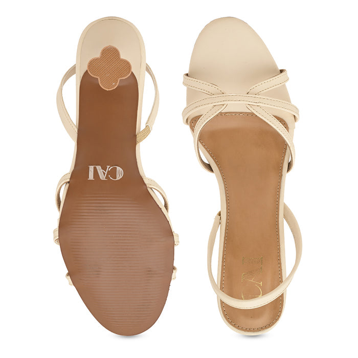 Cream Cross Strap Heel