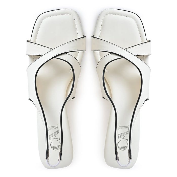 Criss Cross White Sandal Wedge