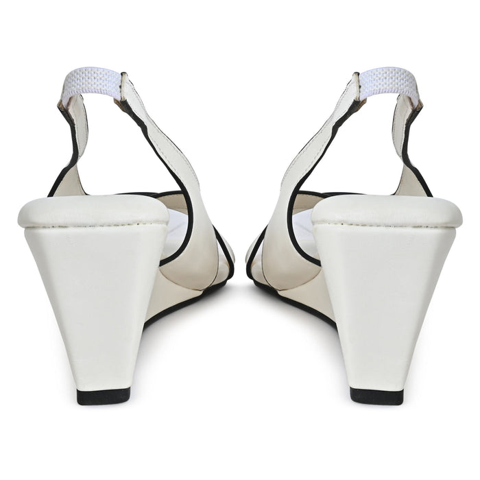 Criss Cross White Sandal Wedge