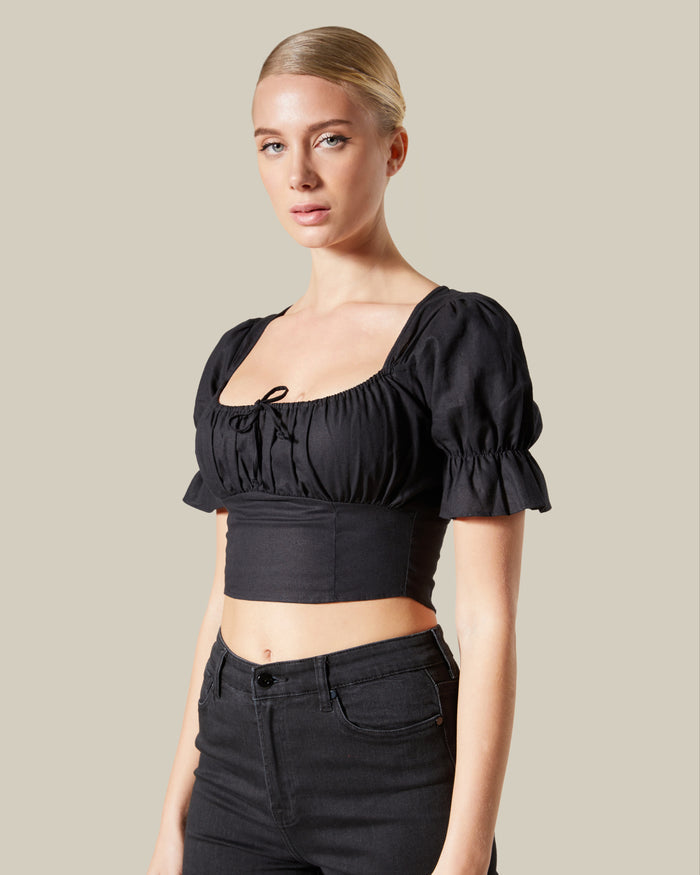 Crop Puffed Sleeve Top