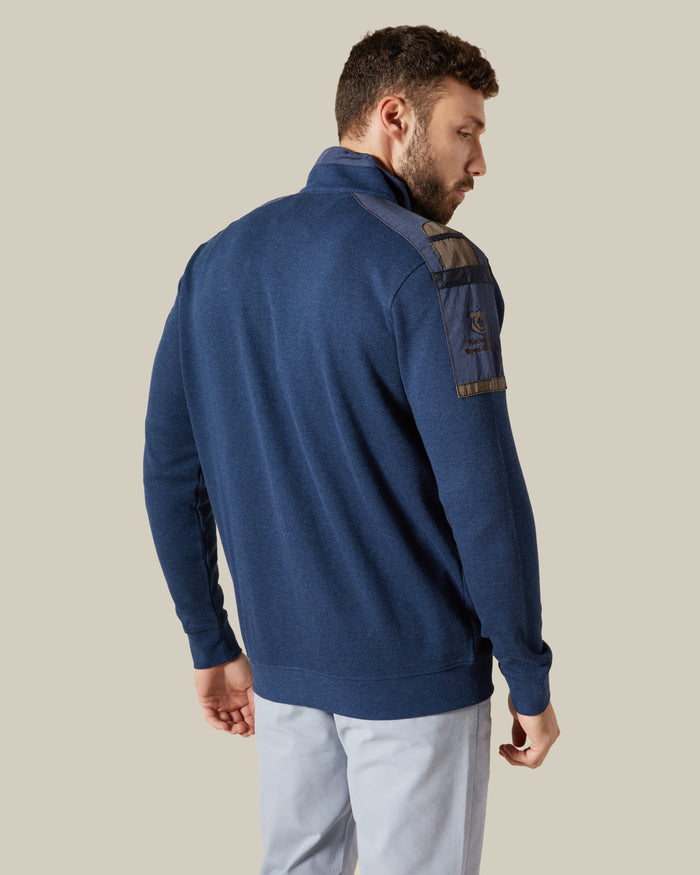 Denim Patched Knitted Jacket
