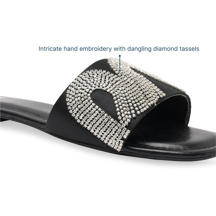 Diamond Fall Black Flats