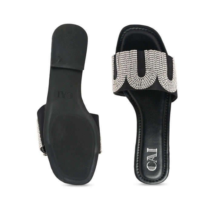 Diamond Fall Black Flats