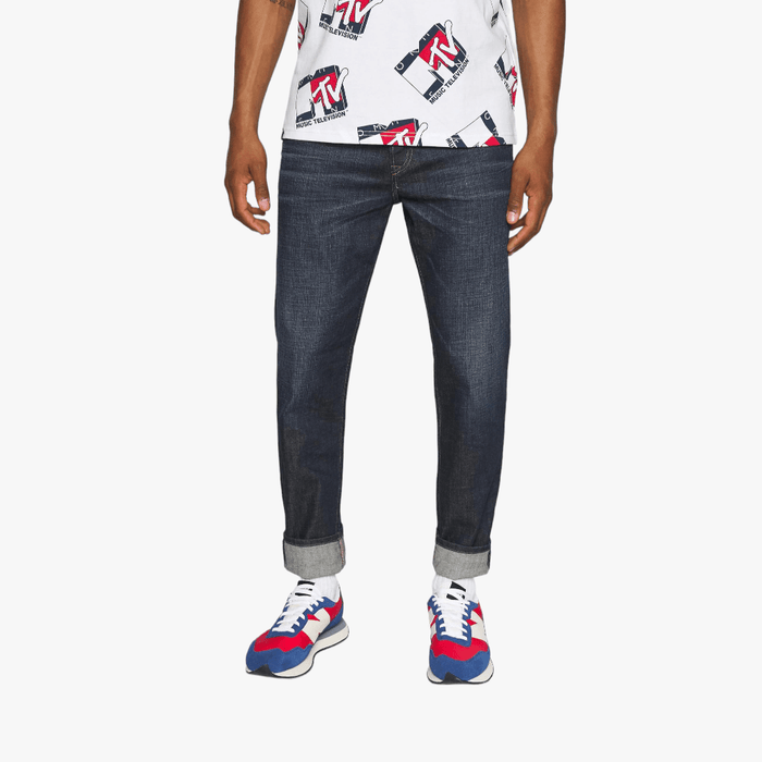 Diesel Mens D Finning Tapered Jeans Dark Blue Raw Diesel