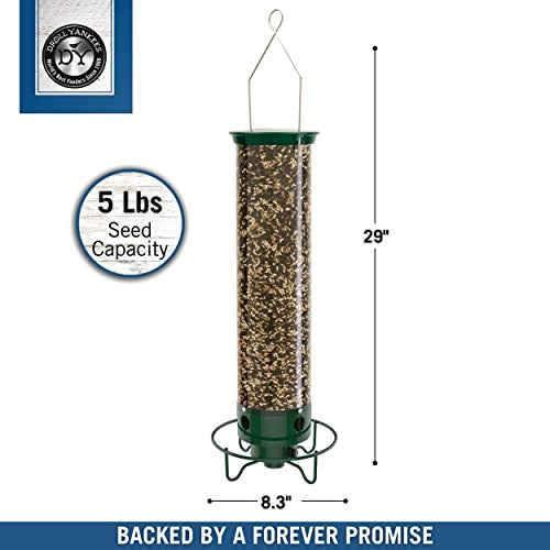 Droll Yankees YF-M Yankee Flipper Squirrel-Proof Bird Feeder, 17.25", Green