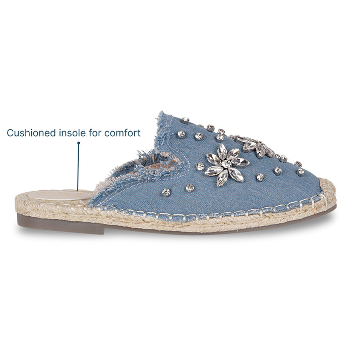 Embellished Denim Blue Espadrille