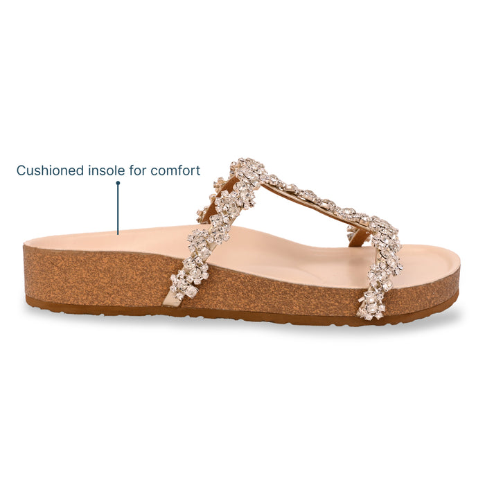Embellished Flower Lace Strap Slider