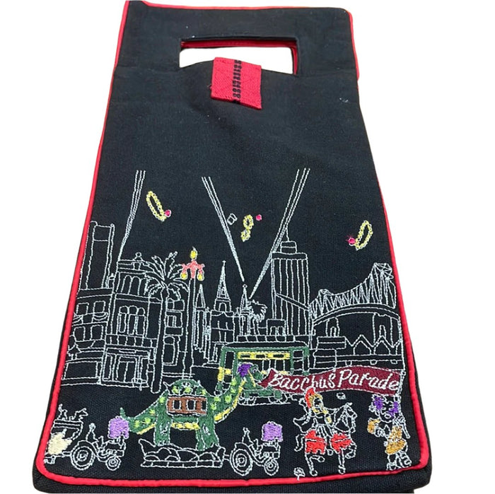 Embroidered Wine Tote