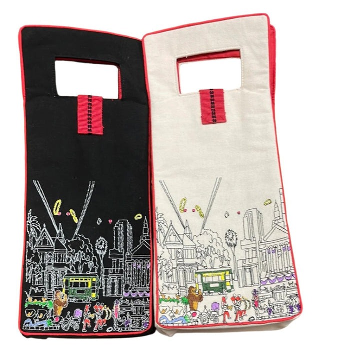 Embroidered Wine Tote