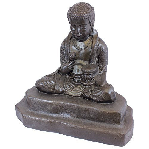 Emsco Group 92220 Lightweight Meditating Buddha Garden Statue, 24", Bronze