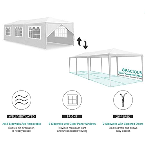 FDW 10x30 Party Tent Wedding Patio Gazebo Outdoor Carport Canopy Shade with Side 8 Removable Walls