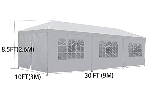 FDW 10x30 Party Tent Wedding Patio Gazebo Outdoor Carport Canopy Shade with Side 8 Removable Walls