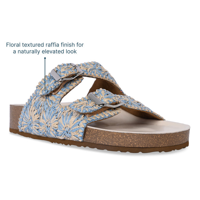Floral Beige Raffia Slider