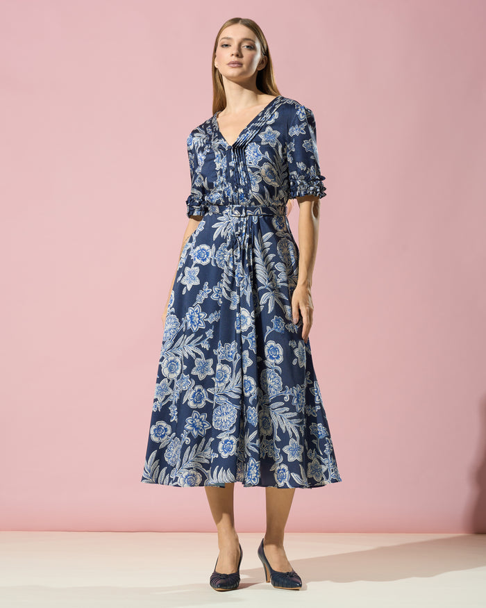 Floral Belted Midi Dress
