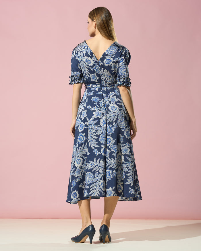 Floral Belted Midi Dress