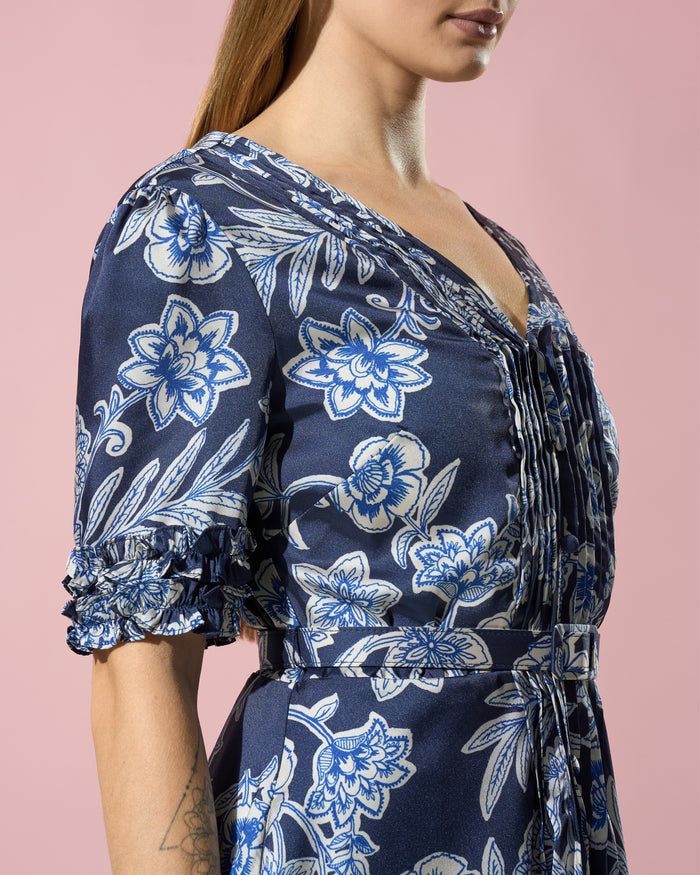 Floral Belted Midi Dress