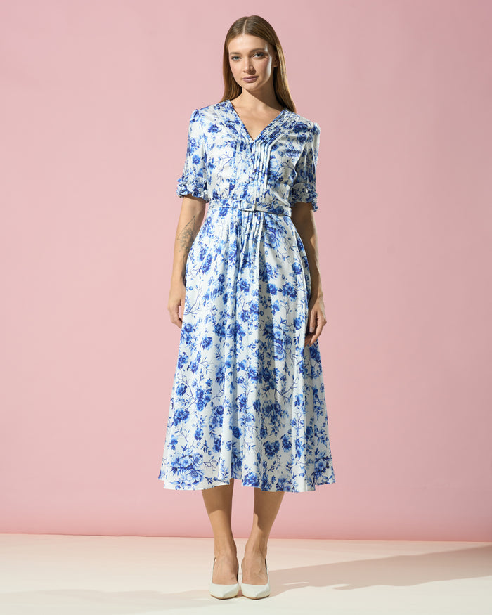 Floral V-Neck Midi Dress