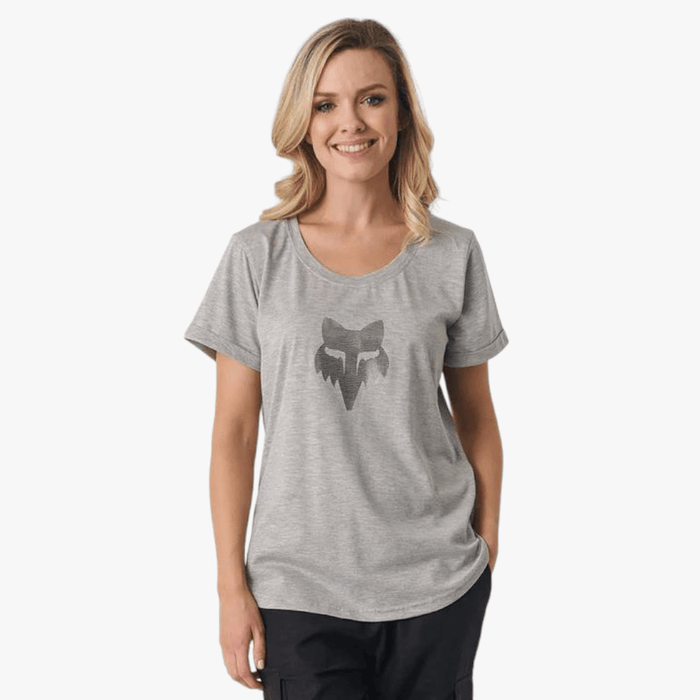 Fox Womens Strip Head Short Sleeve Tee Grey Mel Fox