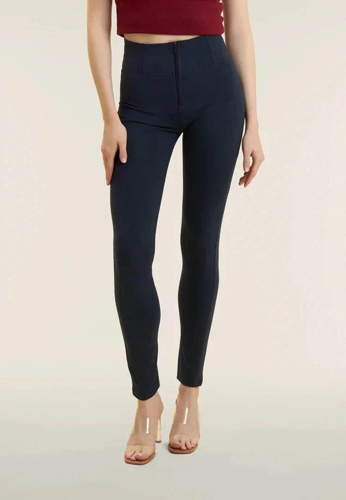 Freddy Ladies Navy High Waist Long Length Cotton Pant | Freddy