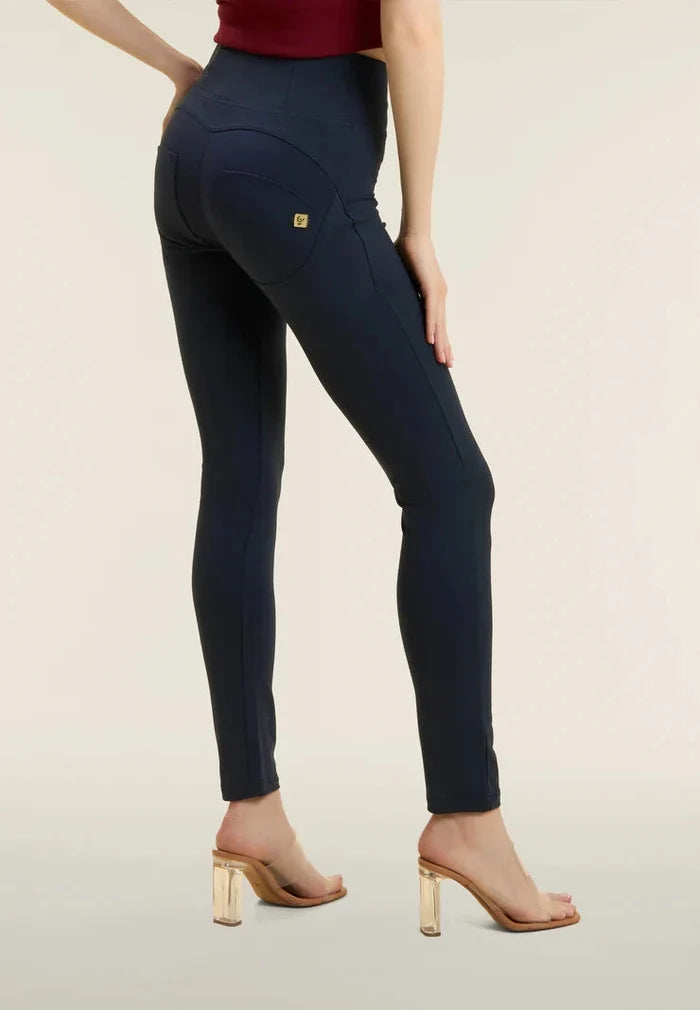 Freddy Ladies Navy High Waist Long Length Cotton Pant | Freddy