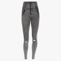 Freddy Womens High Waist Ripped Push Up Jeans Acid Washed Effect Denim Grey | Freddy