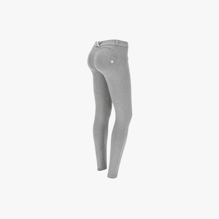 Freddy Womens Melange Grey Low Waist Long Length Cotton Pant | Freddy