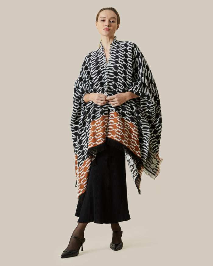 Fringe Patterned Poncho