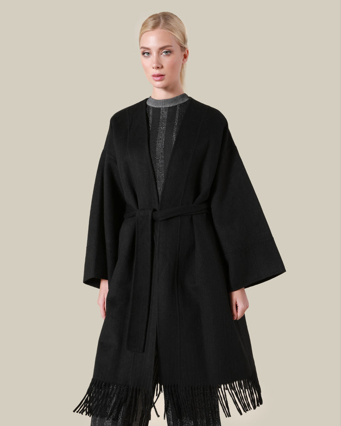 Fringed Wool Coat