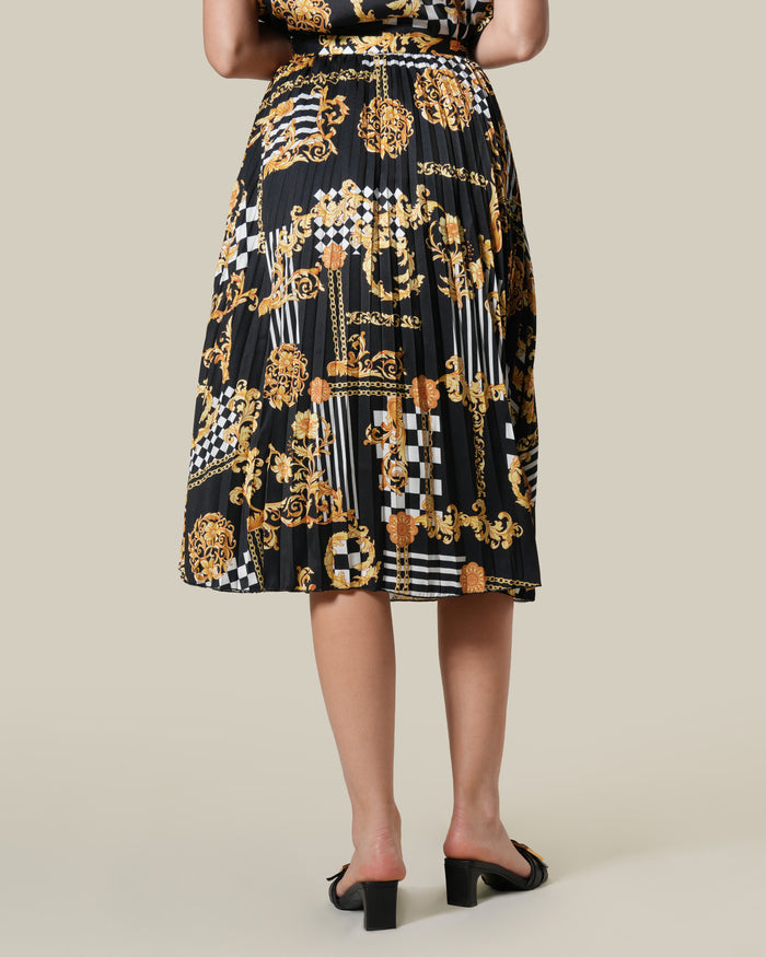 Geometric Baroque Print Midi Skirt