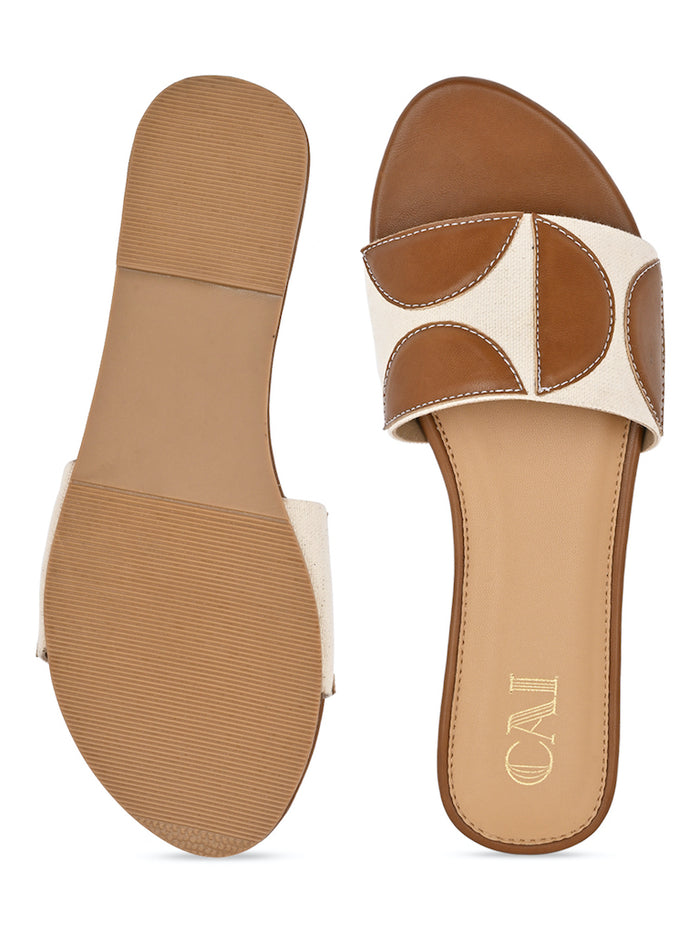 Geometric canvas tan flats