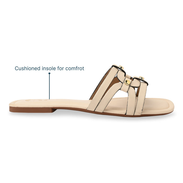 Geometric Cream Rivet Flat