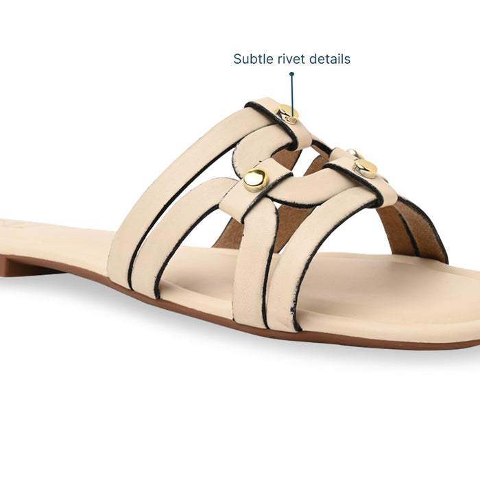 Geometric Cream Rivet Flat