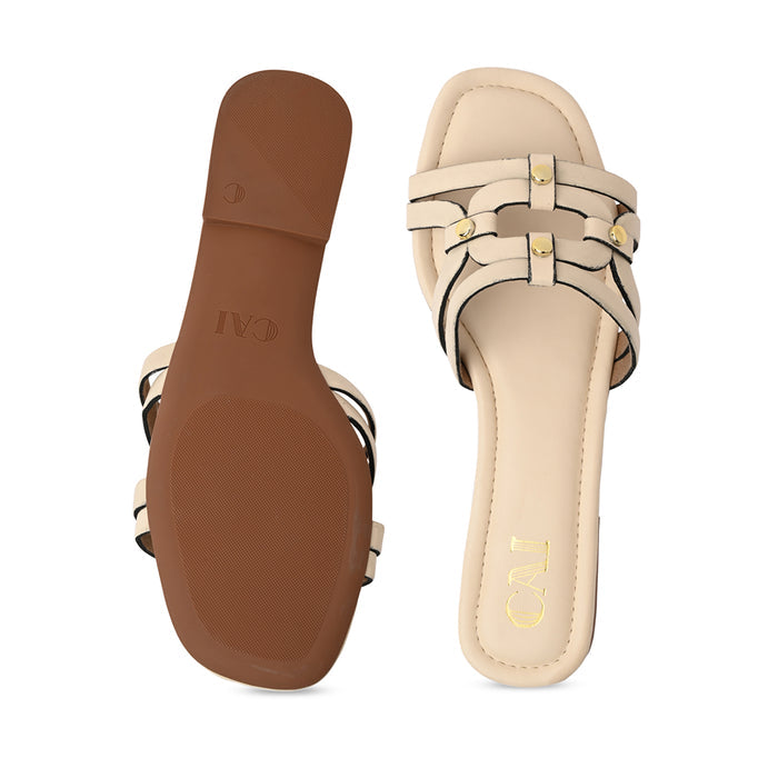 Geometric Cream Rivet Flat