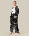 Geometric Patterned Belted Cardigan