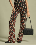Geometric Patterned Flared Trousers