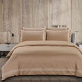 Giorgio Queen Duvet Cover T400 Stone/Cream Cotton Co